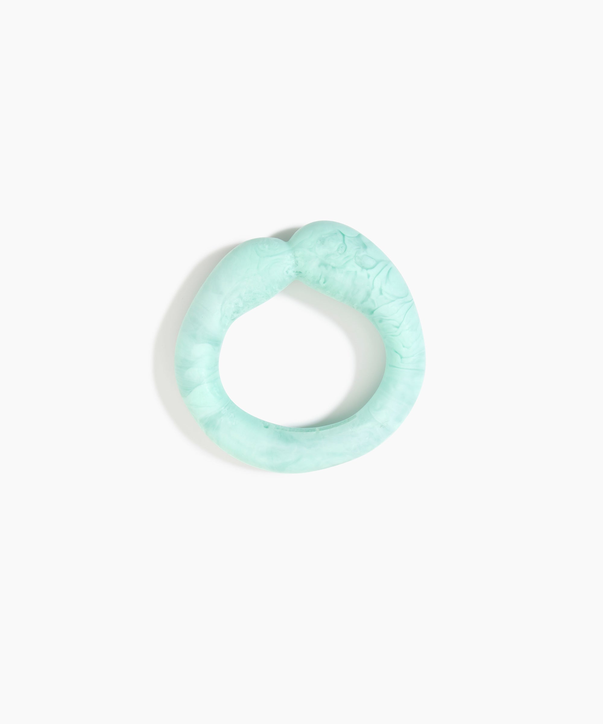 Dinosaur Designs Large Sprout Bangle in Mint — handcrafted marbled mint blue resin bangle with chunky rounded form