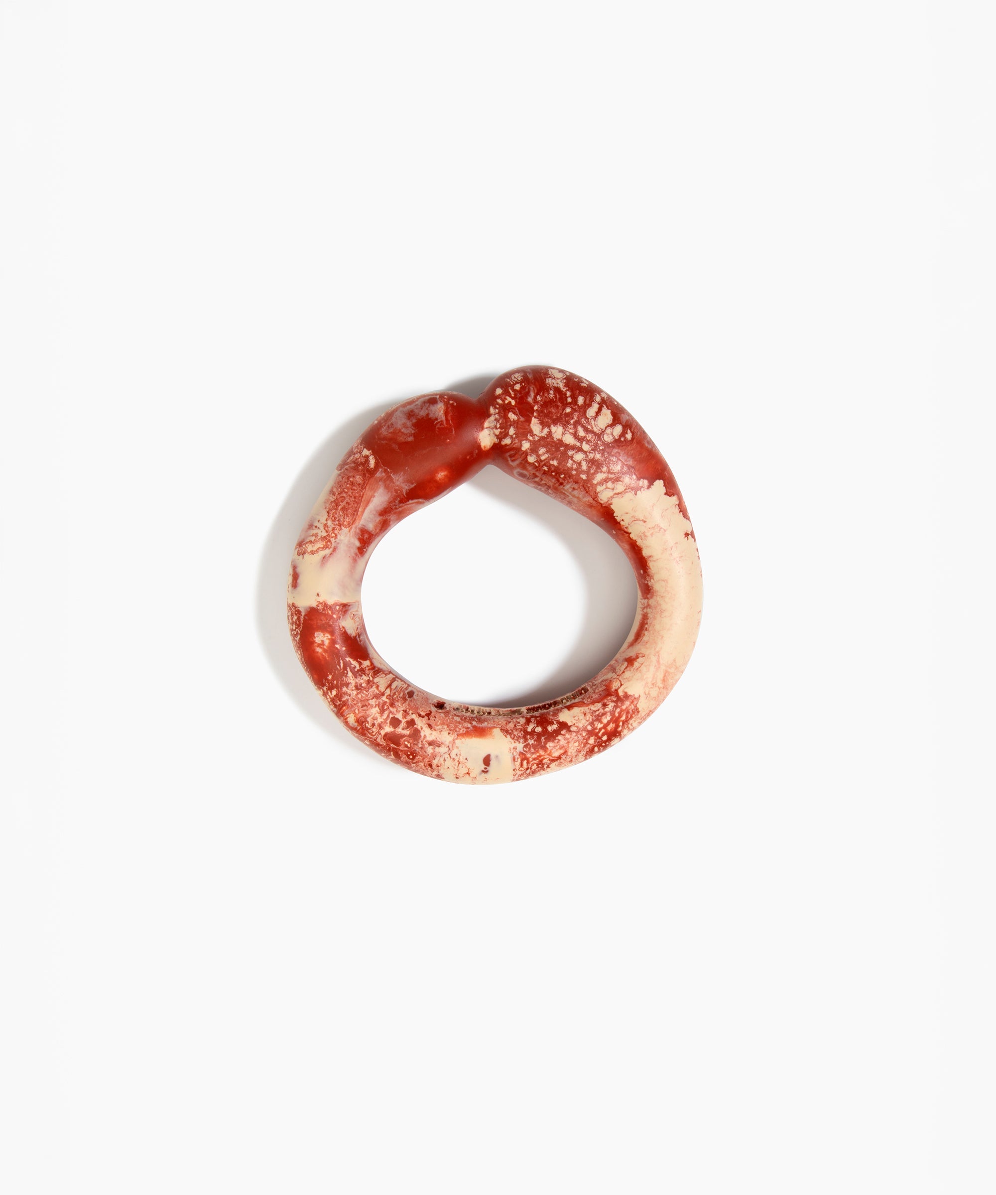 Dinosaur Designs Large Sprout Bangle in Rust — handcrafted marbled brown-red and cream resin bangle with chunky rounded form