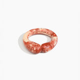 Dinosaur Designs Large Sprout Bangle in Rust — handcrafted marbled brown-red and cream resin bangle with chunky rounded form