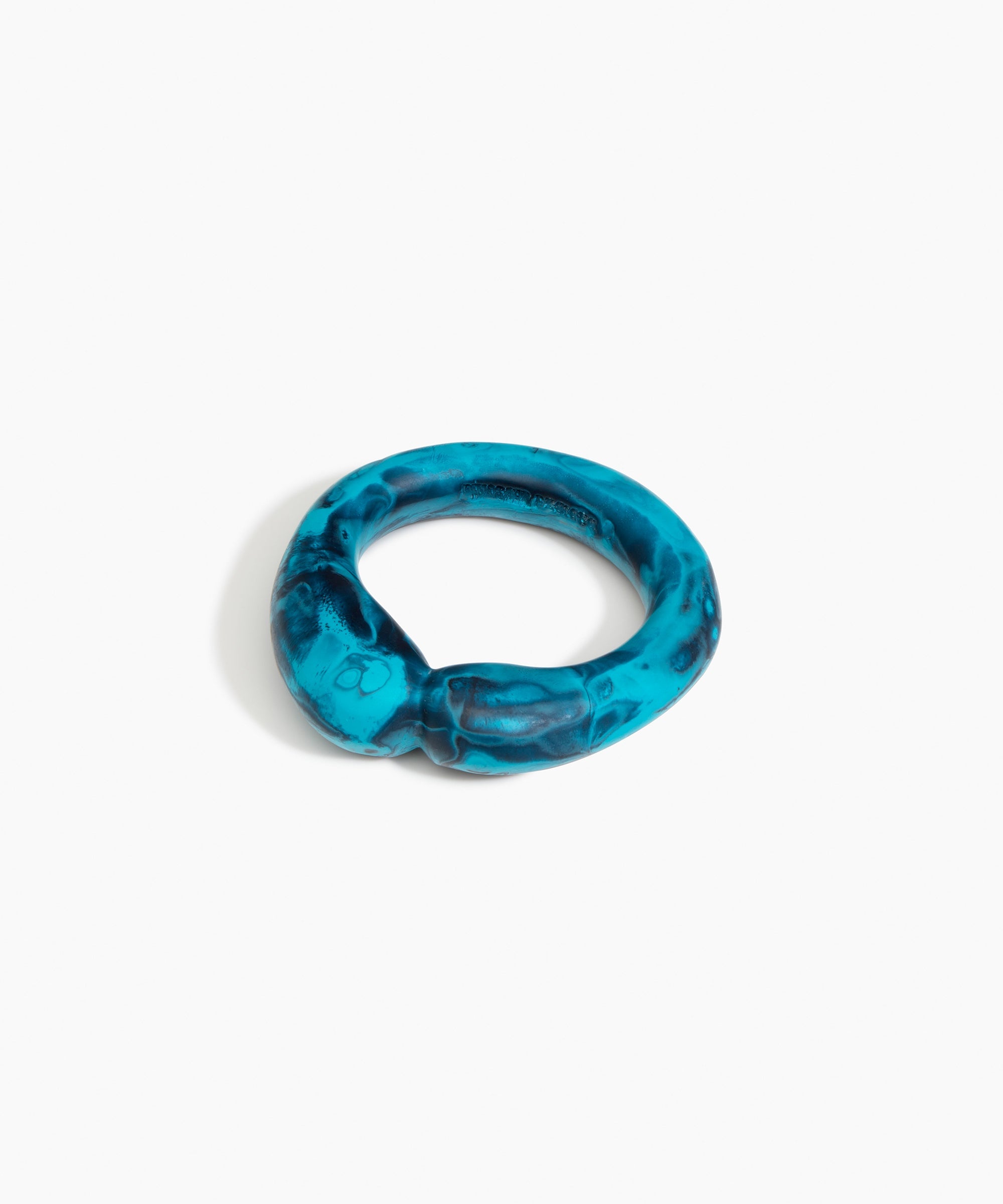 Dinosaur Designs Large Sprout Bangle in Turquoise — handcrafted marbled teal blue resin bangle with chunky rounded form
