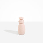 Dinosaur Designs Tall Pepper Boulder Grinder in Rose Swirl — handcrafted marbled dusty pink resin pepper grinder with elongated teardrop body and stacked pebble lid