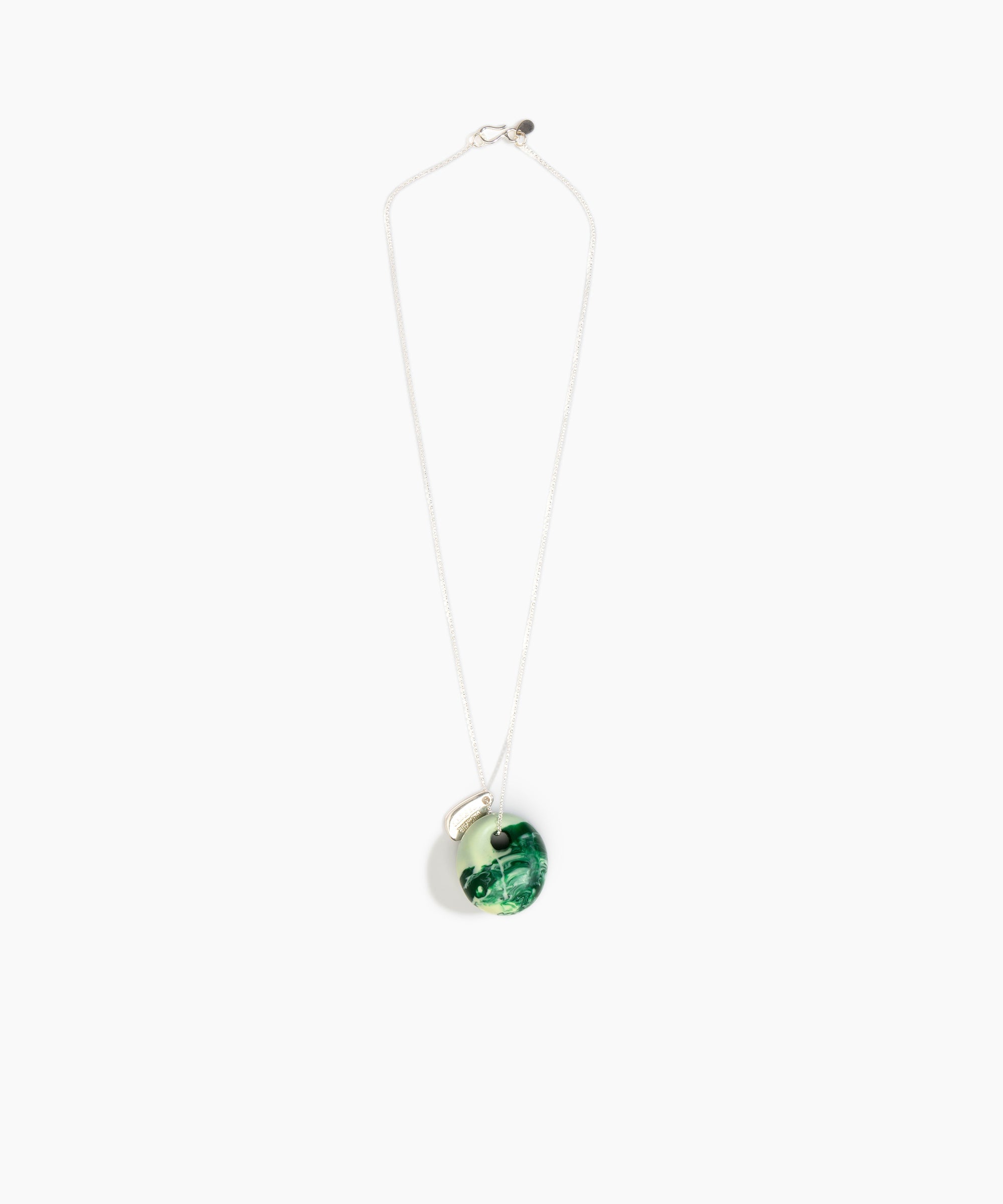 Dinosaur Designs Medium Splash Chain Pendant in Grass Colour resin with 925 Sterling Silver Material..