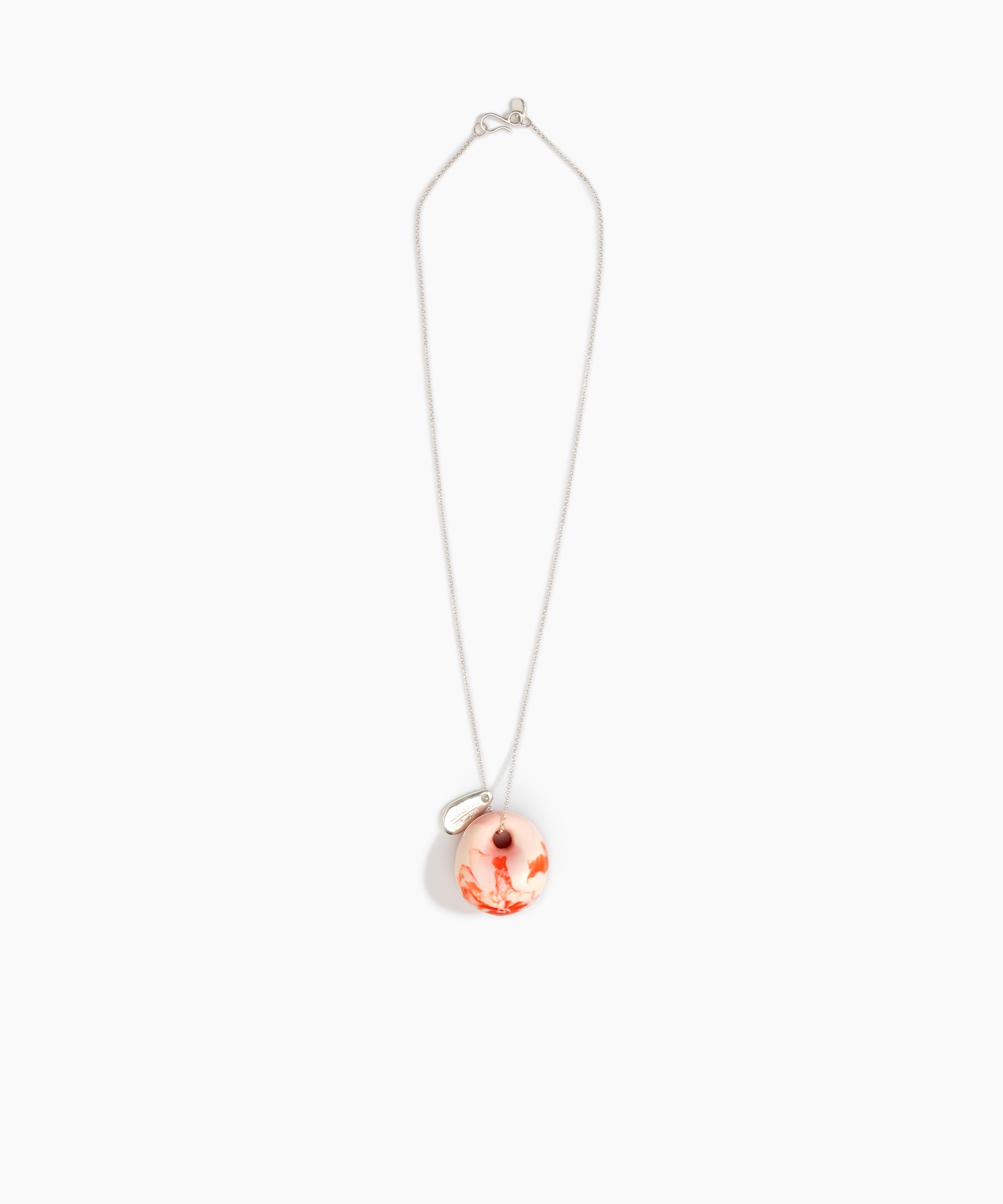 Dinosaur Designs Medium Splash Chain Pendant in Strawberry Colour resin with 925 Sterling Silver Material