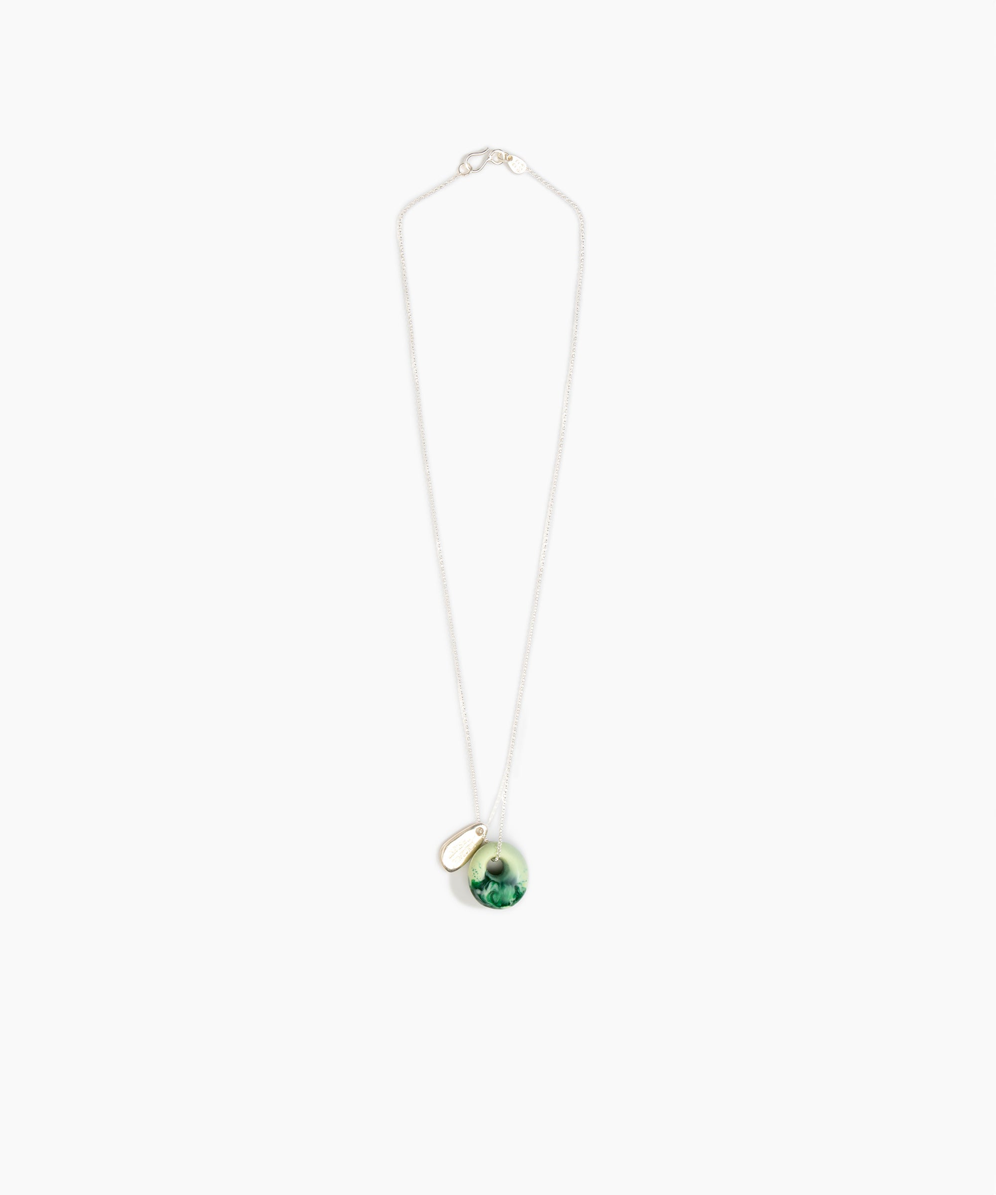 Dinosaur Designs Small Splash Chain Pendant in Grass Colour resin with 925 Sterling Silver Material...