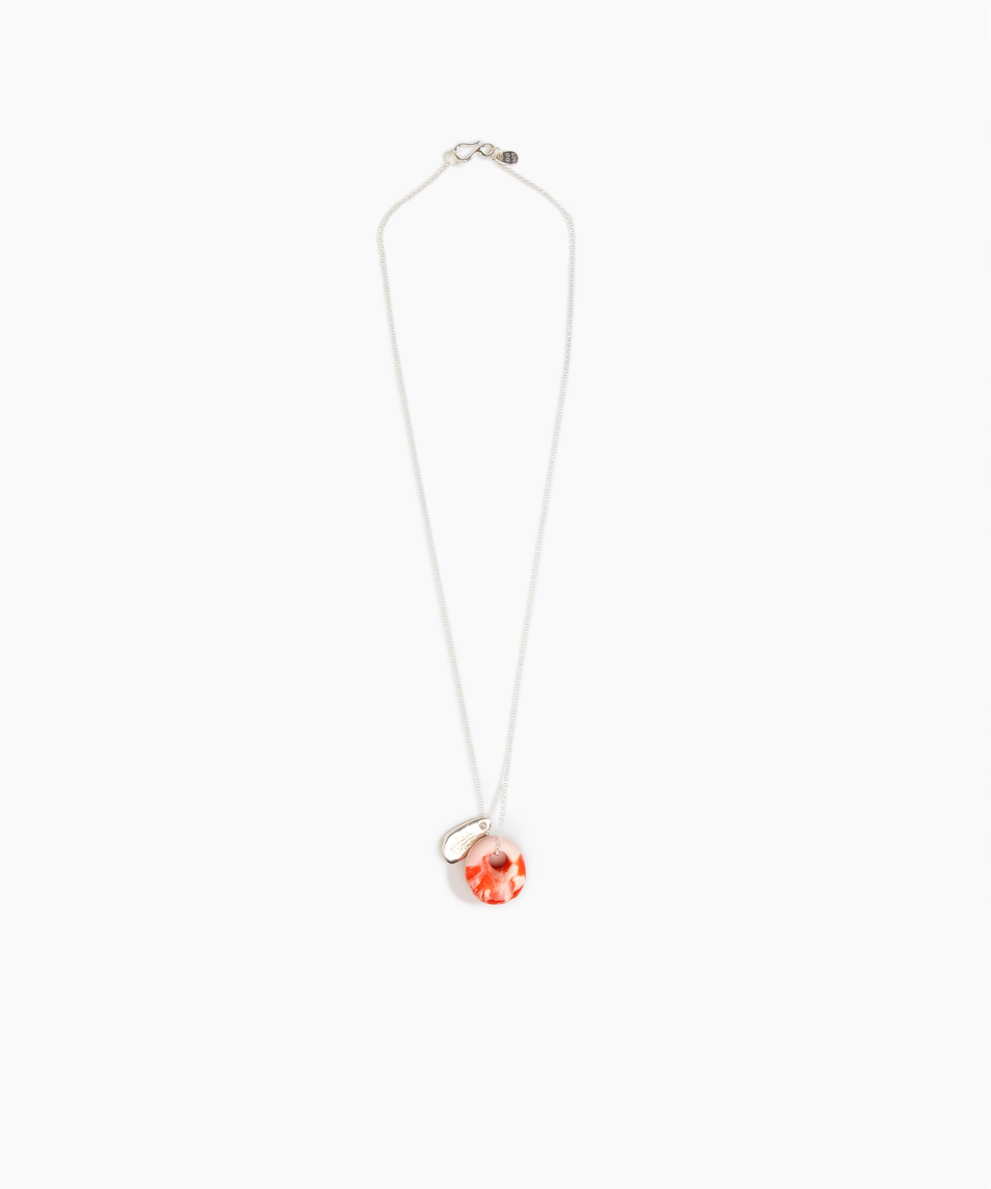 Dinosaur Designs Small Splash Chain Pendant in Strawberry Colour resin with 925 Sterling Silver Material...