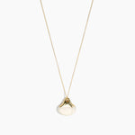 Dinosaur Designs Polished Lotus Chain Pendant in Chalk Swirl with Gold-Fill hardware — marbled off-white resin half-crescent pendant on a fine gold-fill chain with clasp