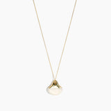 Dinosaur Designs Polished Lotus Chain Pendant in Chalk Swirl with Gold-Fill hardware — marbled off-white resin half-crescent pendant on a fine gold-fill chain with clasp