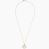 Dinosaur Designs Polished Lotus Chain Pendant in Rose Swirl with Gold-Fill hardware — marbled dusty pink resin half-crescent pendant on a fine gold-fill chain with clasp
