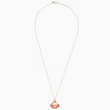 Dinosaur Designs Polished Lotus Chain Pendant in Rust with Gold-Fill hardware — marbled brown-red and cream resin half-crescent pendant on a fine gold-fill chain with clasp