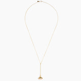 Dinosaur Designs Long Polished Lotus Chain Pendant in Rose Swirl with Gold-Fill hardware — marbled dusty pink resin half-dome pendant with elongated polished gold-fill tapered stem on a fine gold-fill chain