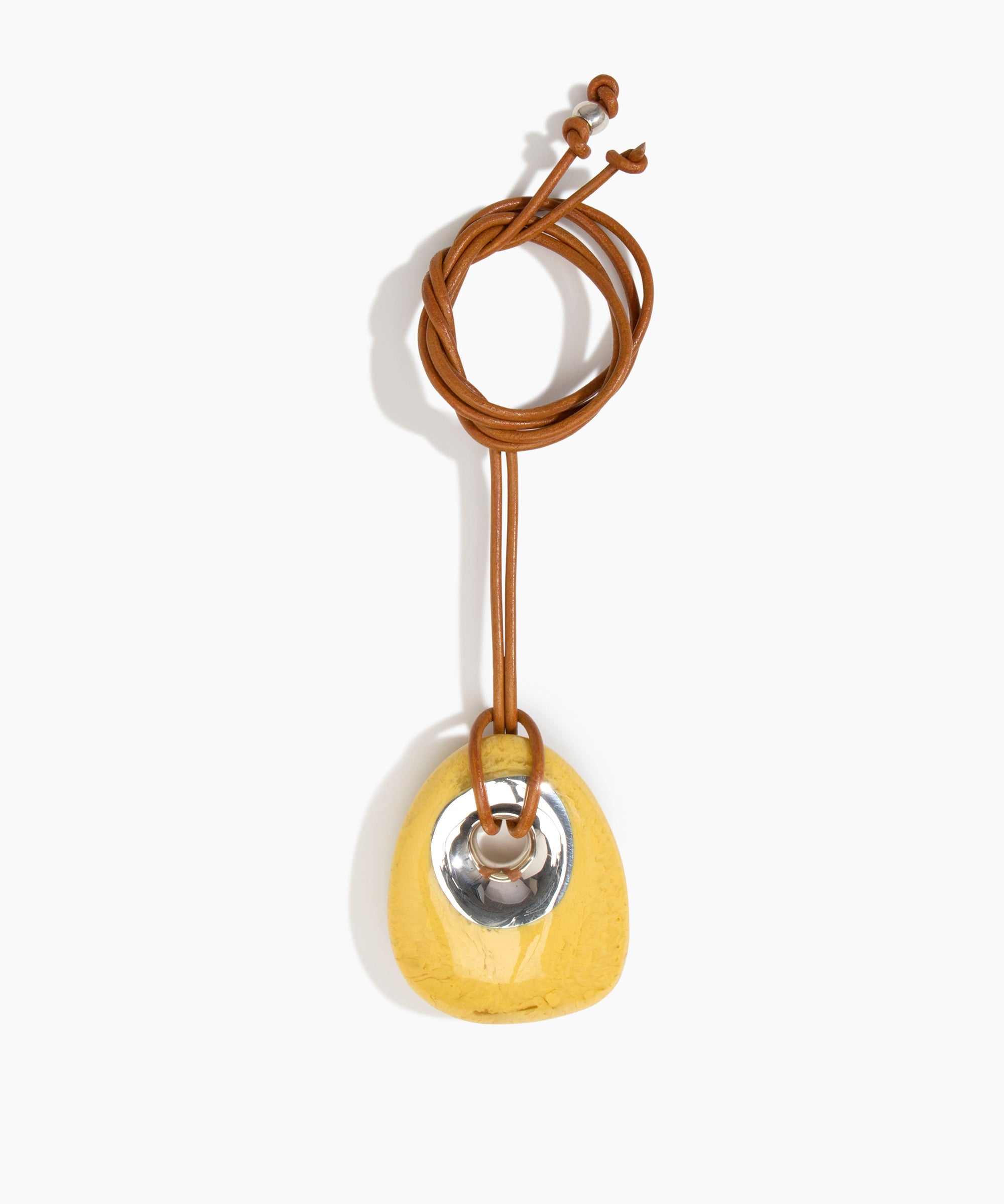 Dinosaur Designs PNRCKLEAL Large Rock Pendant Leather POLLEN.