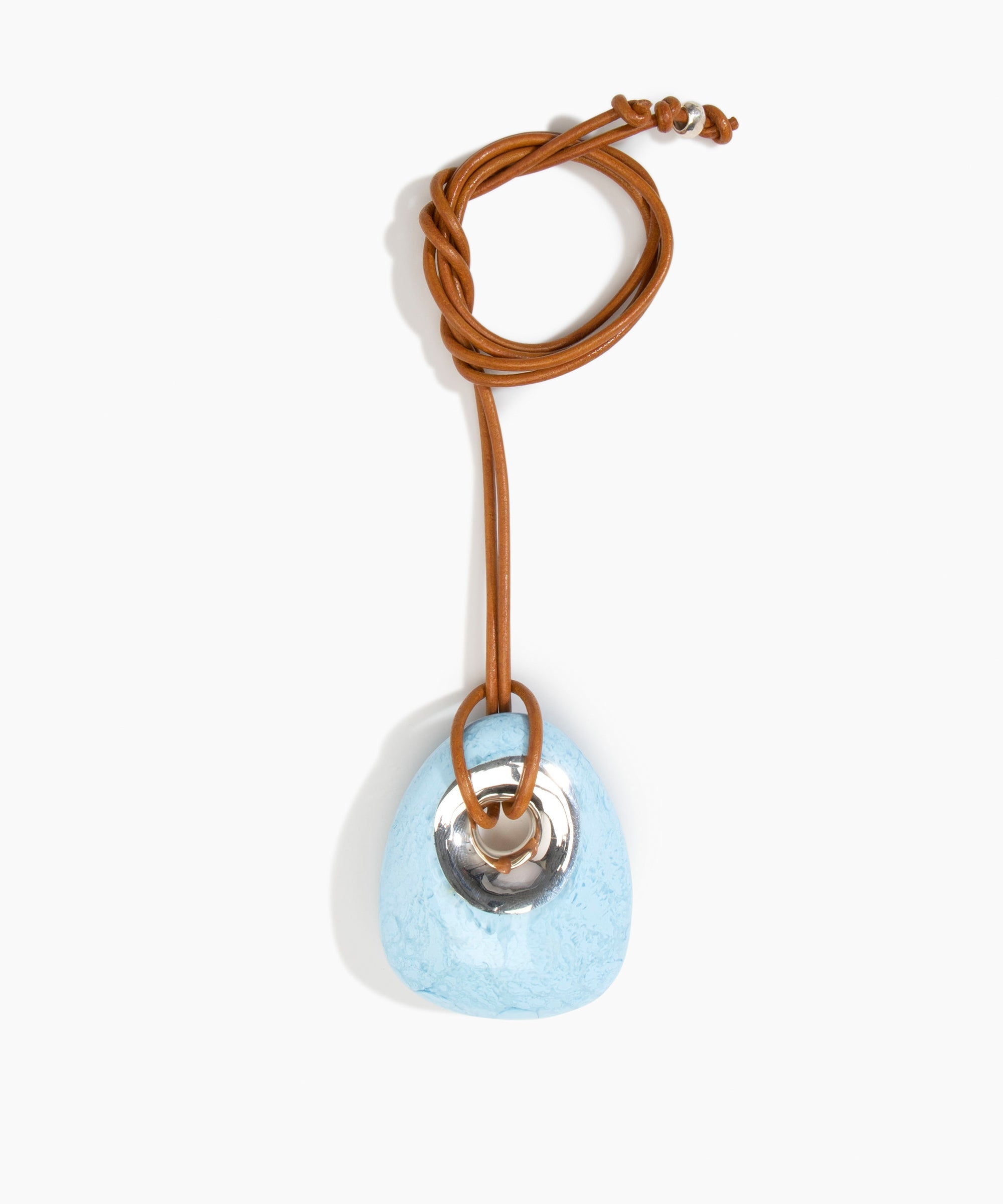 Dinosaur Designs PNRCKLEAL Large Rock Pendant Leather POOL.