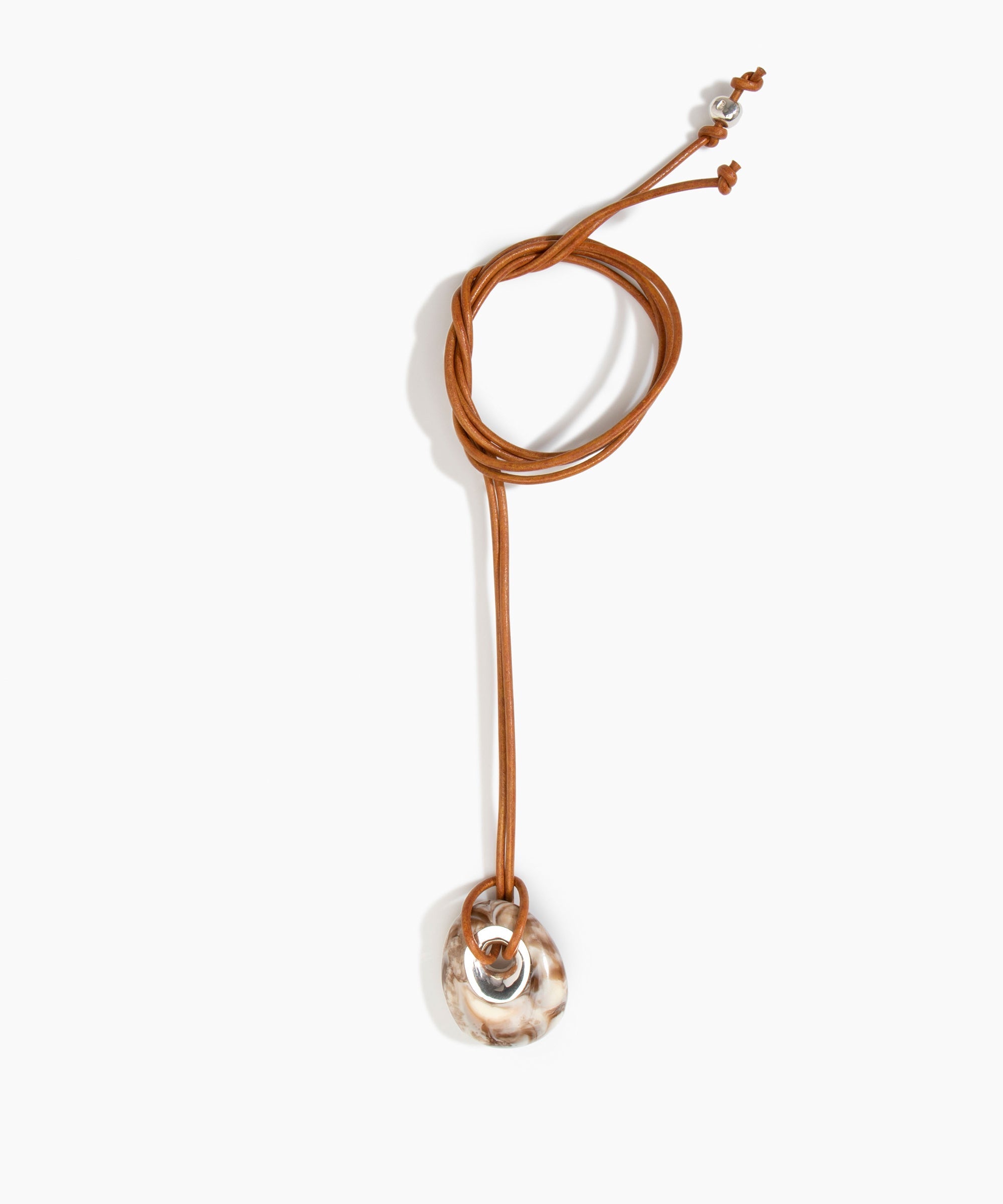 Dinosaur Designs PNRCKLEAS Small Rock Pendant Leather CAPPUCCINO