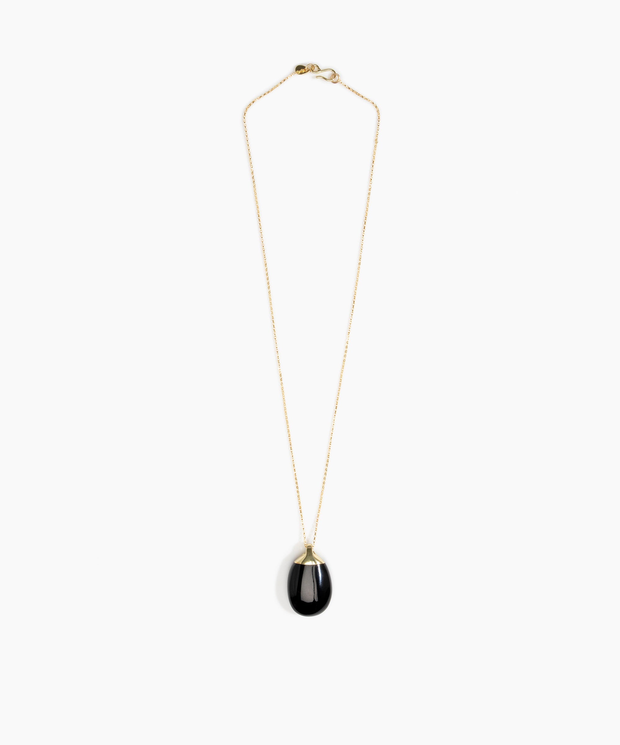 Dinosaur Designs Medium River Rock Pendant in Black Colour resin with Gold-Filled Material.