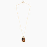 Dinosaur Designs Medium River Rock Pendant in Dark Horn Colour resin with Gold-Filled Material.