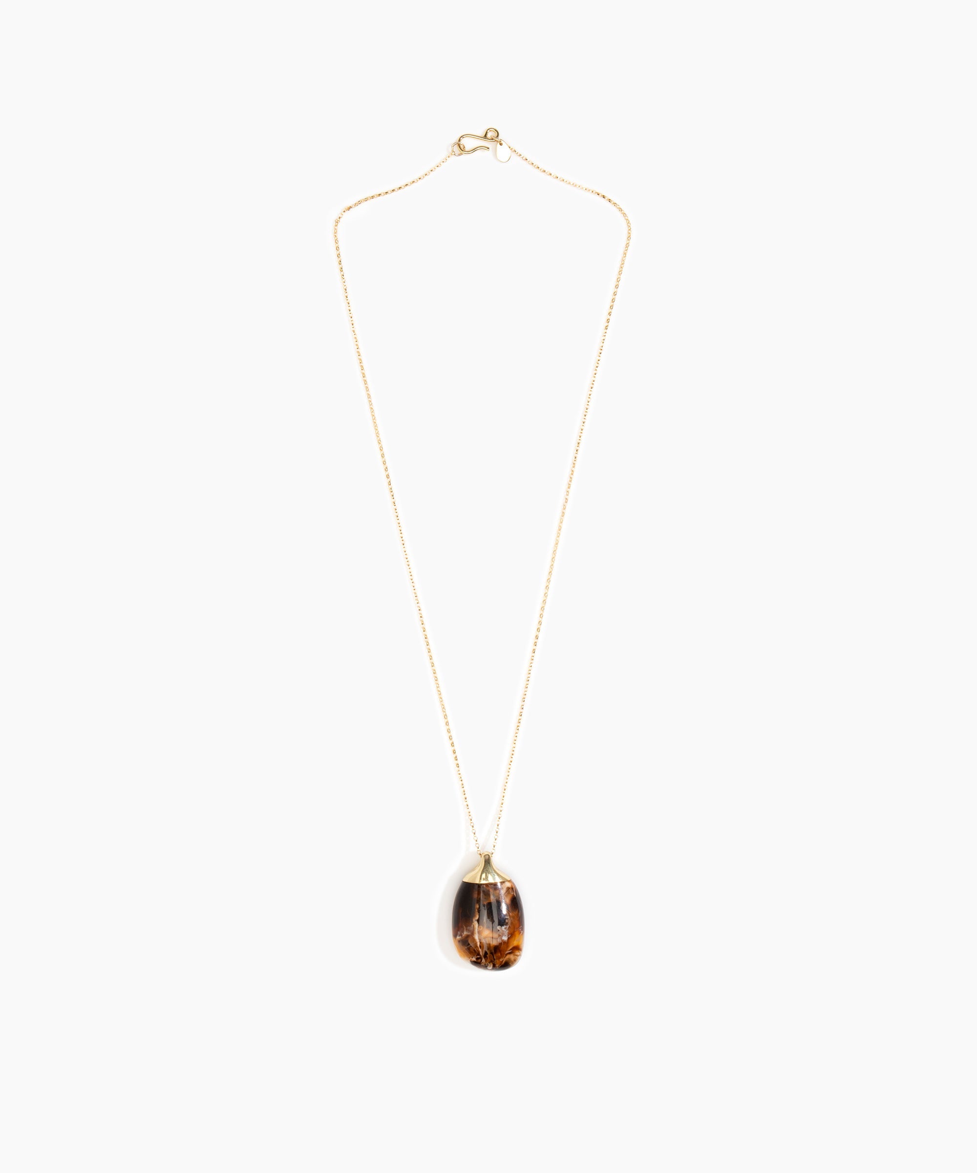 Dinosaur Designs Medium River Rock Pendant in Dark Horn Colour resin with Gold-Filled Material.