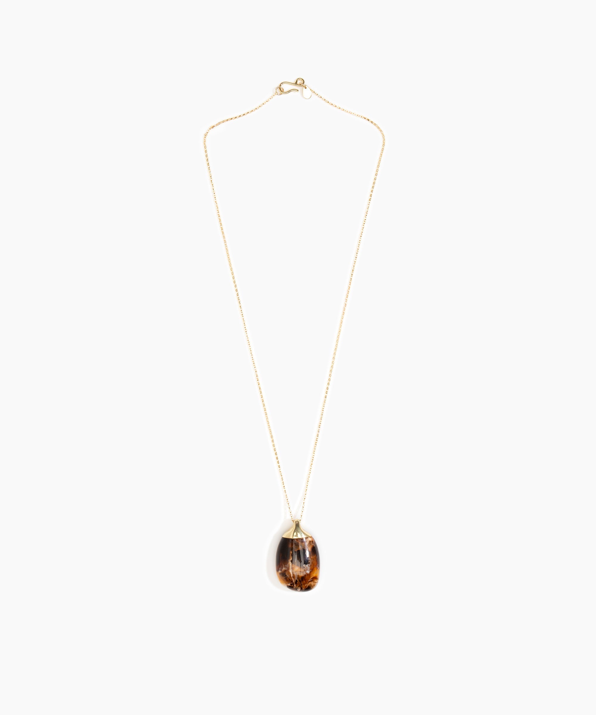 Dinosaur Designs Medium River Rock Pendant in Dark Horn color resin with Gold-Filled Material