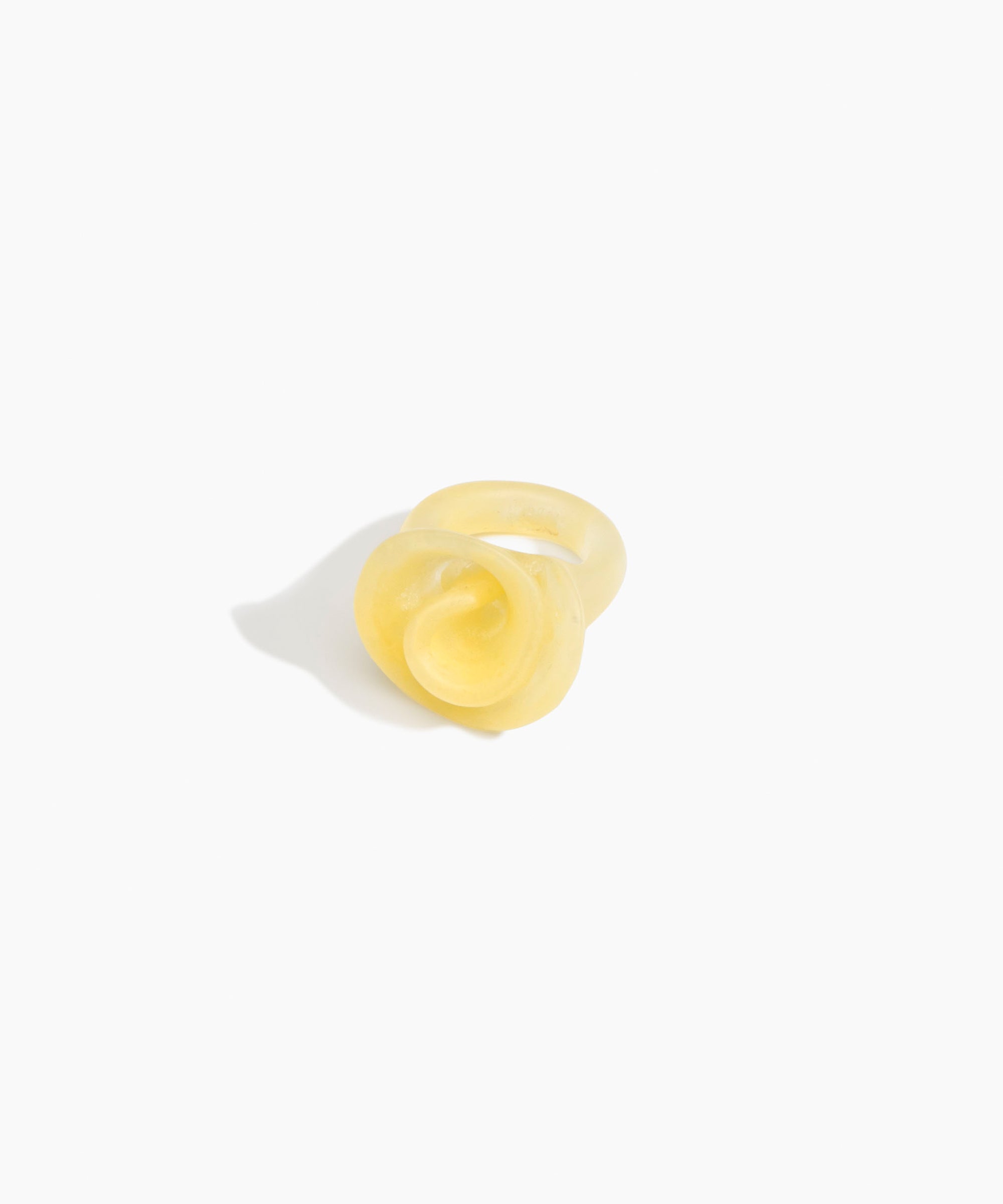 Dinosaur Designs Lily Ring in Pollen — handcrafted marbled yellow resin ring with sculptural swirled flower
