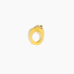 Dinosaur Designs Sprout Dot Ring in Pollen with Brass — handcrafted marbled yellow resin organic band ring with polished brass bead