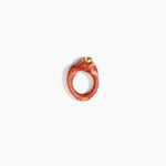 Dinosaur Designs Sprout Dot Ring in Rust with Brass — handcrafted marbled brown-red and cream resin organic band ring with polished brass bead