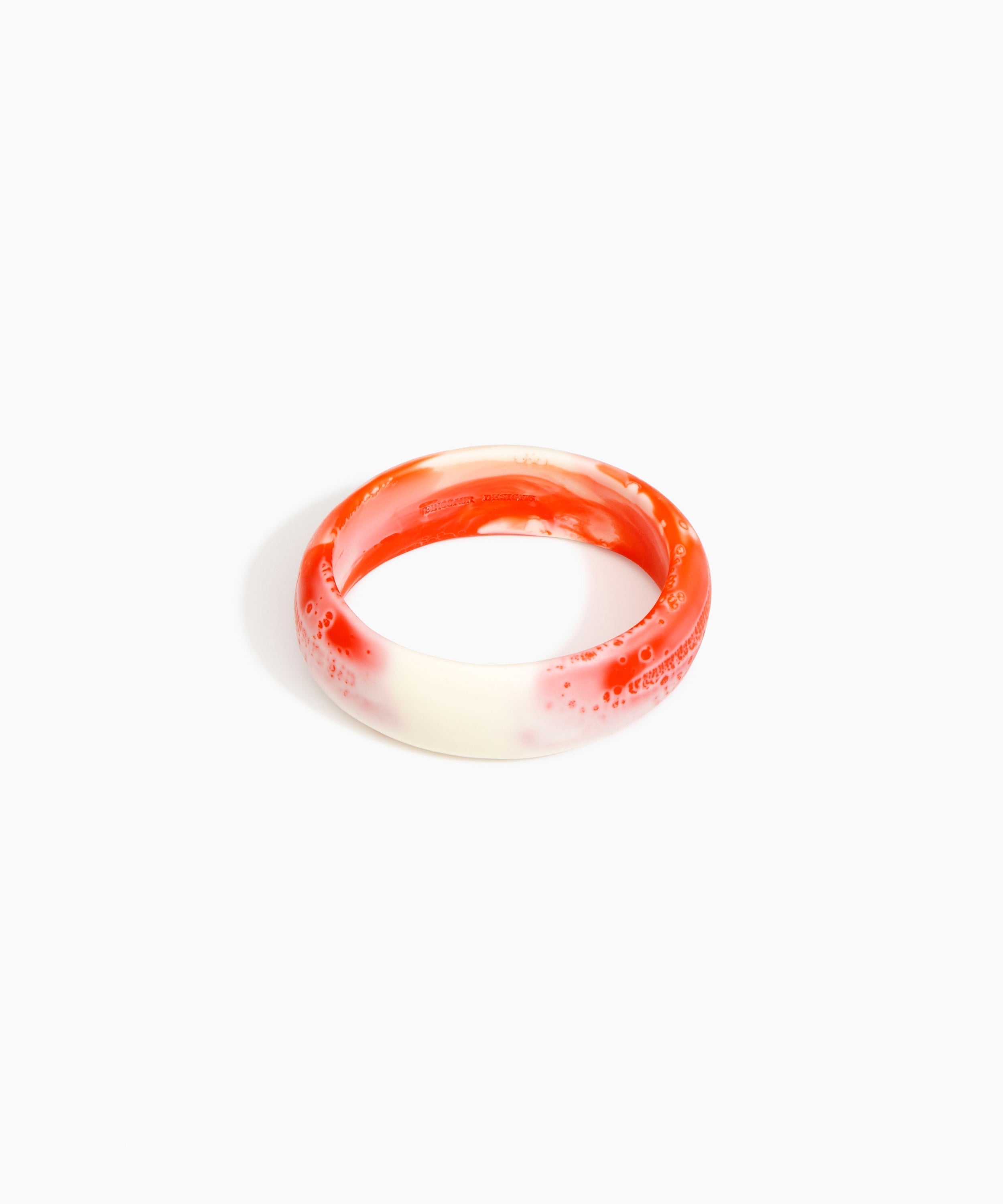 Dinosaur Designs Medium Organic Oval Bangle in Strawberry Colour resin with Wide Fit..
