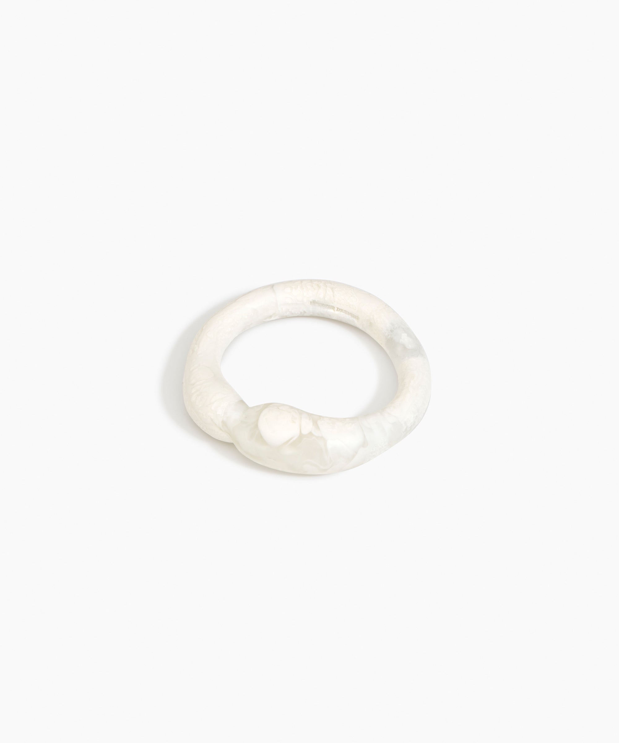 Dinosaur Designs Sprout Bangle in Chalk Swirl — handcrafted marbled off-white resin bangle with chunky rounded form