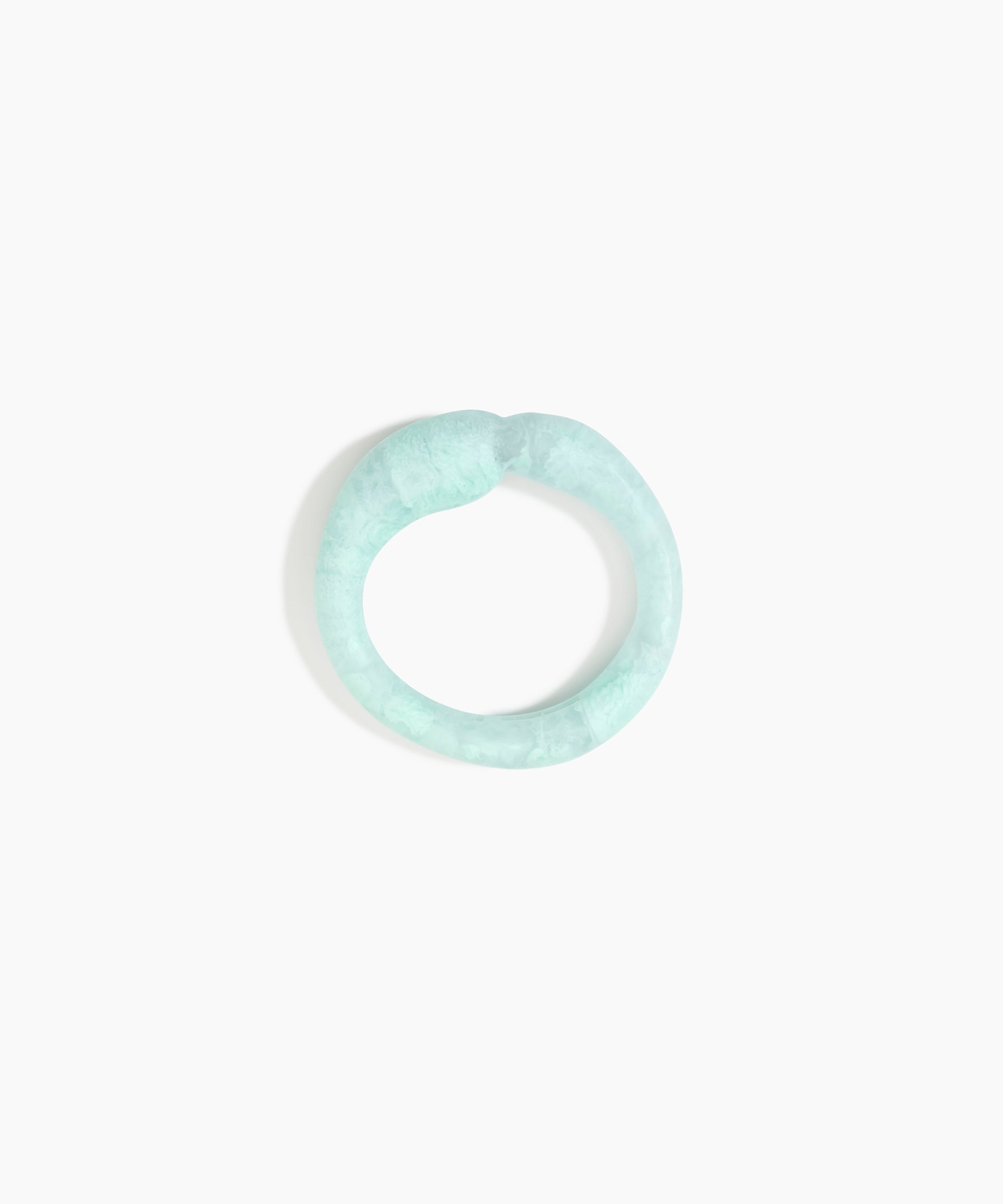 Dinosaur Designs Sprout Bangle in Mint — handcrafted marbled mint blue resin bangle with chunky rounded form