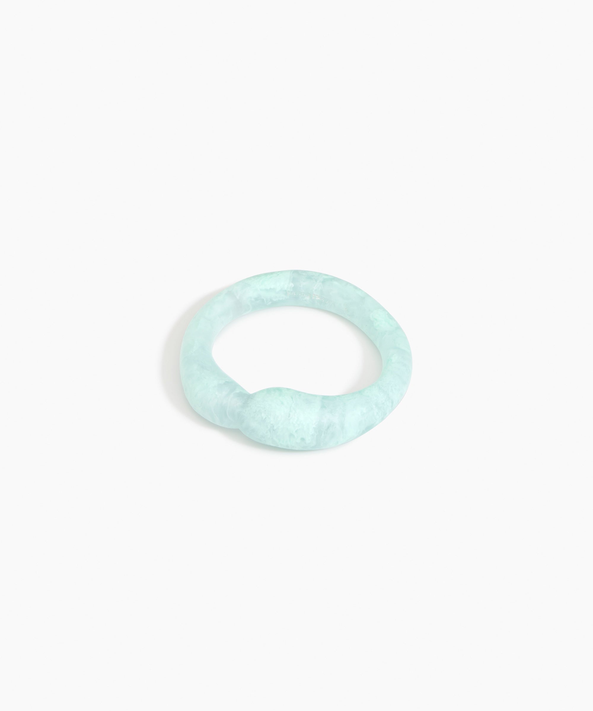 Dinosaur Designs Sprout Bangle in Mint — handcrafted marbled mint blue resin bangle with chunky rounded form