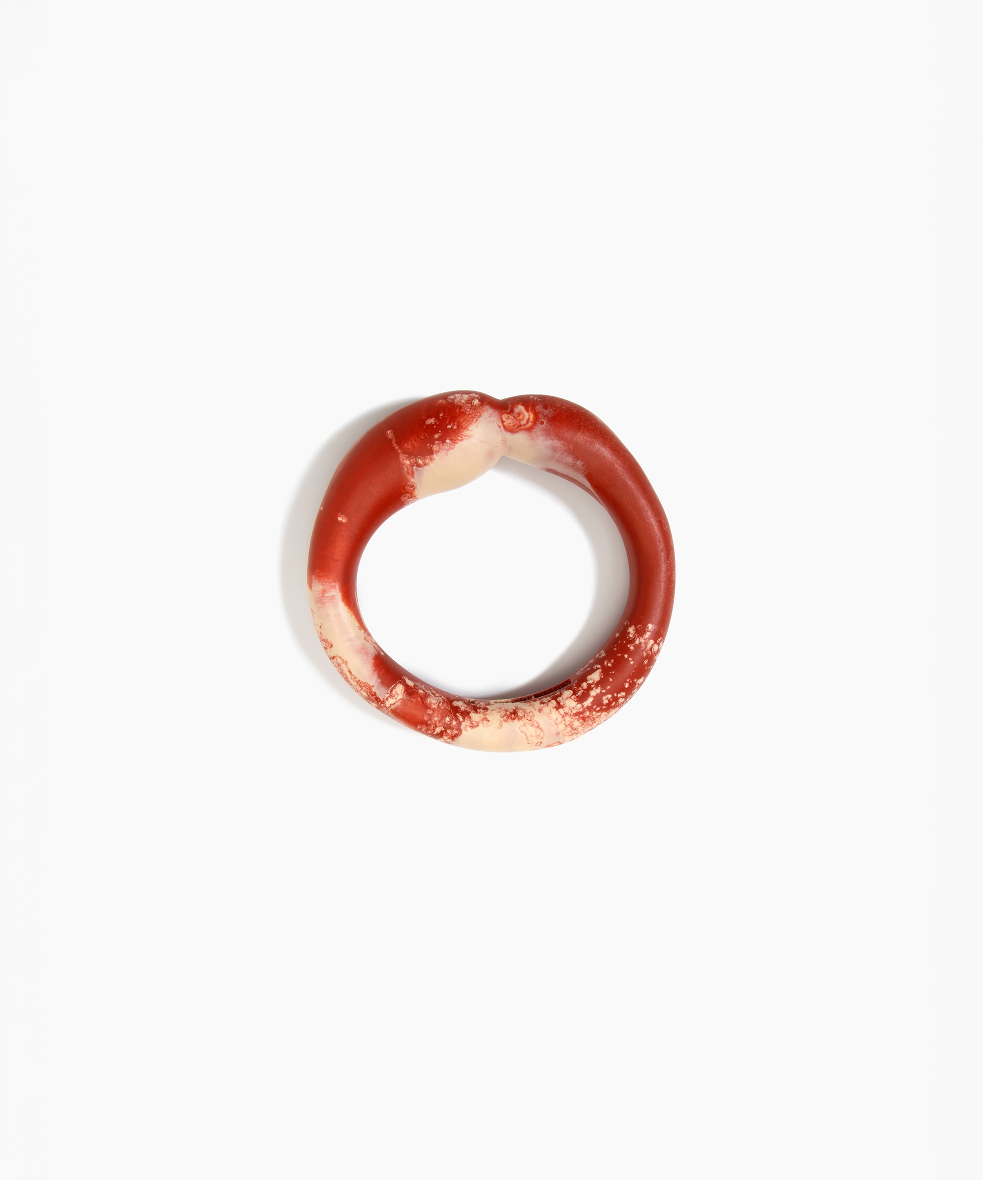Dinosaur Designs Sprout Bangle in Rust — handcrafted marbled brown-red and cream resin bangle with chunky rounded form