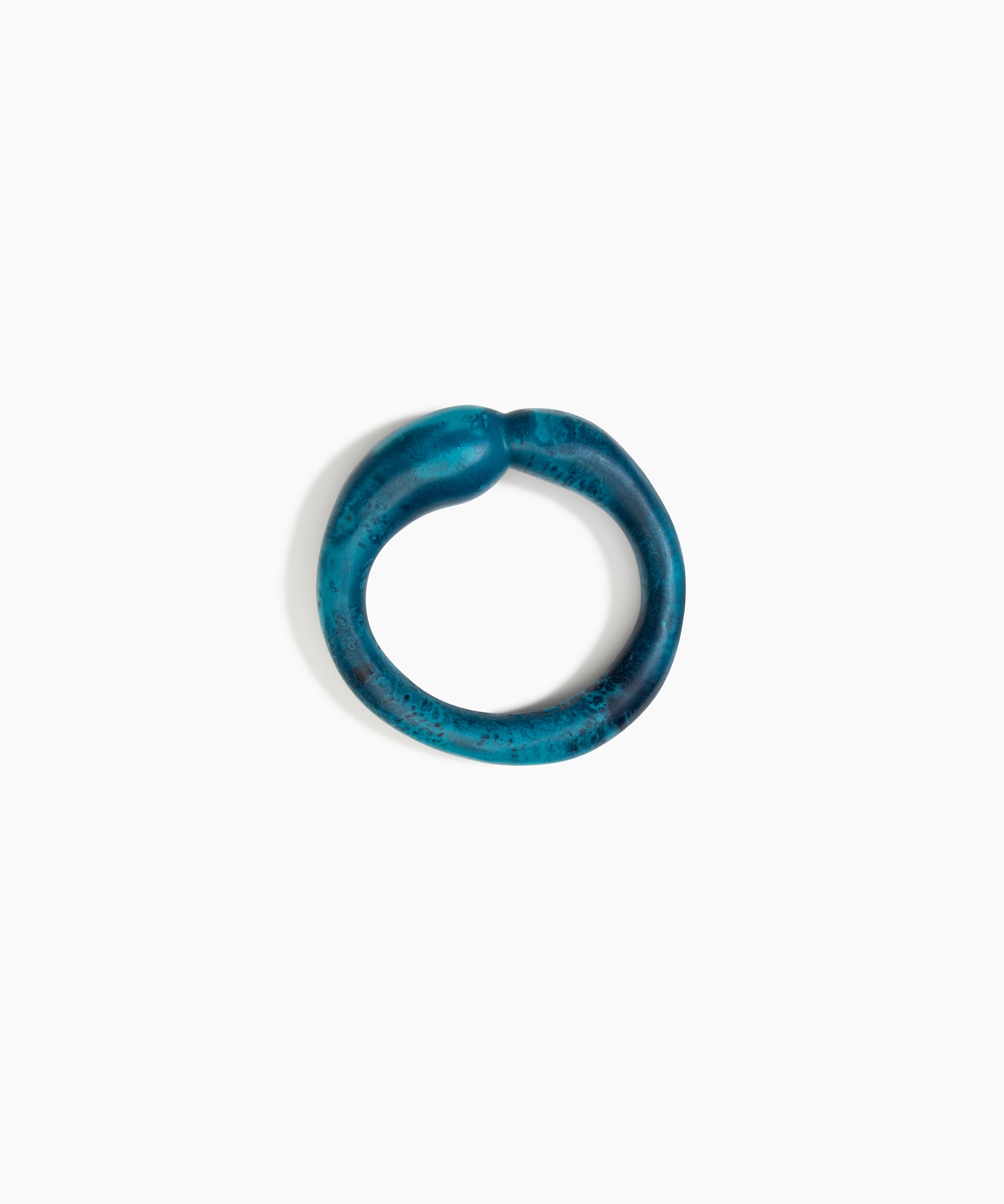 Dinosaur Designs Sprout Bangle in Turquoise — handcrafted marbled teal blue resin bangle with chunky rounded form