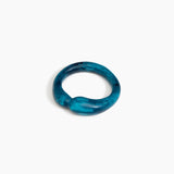 Dinosaur Designs Sprout Bangle in Turquoise — handcrafted marbled teal blue resin bangle with chunky rounded form