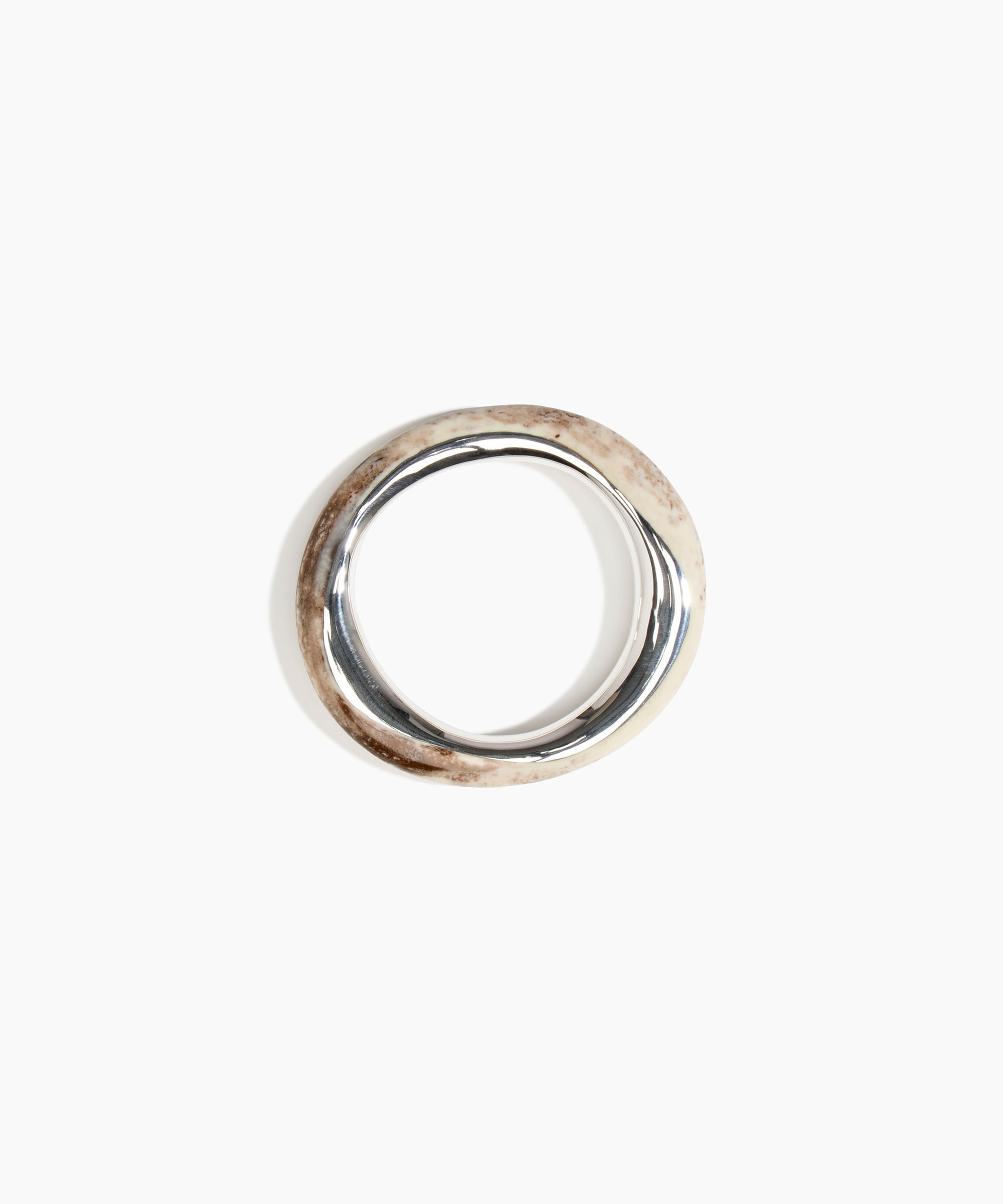 Dinosaur Designs SBRCKDUOWBN Rock Duo Wishbone Bangle SILVER CAPPUCCINO