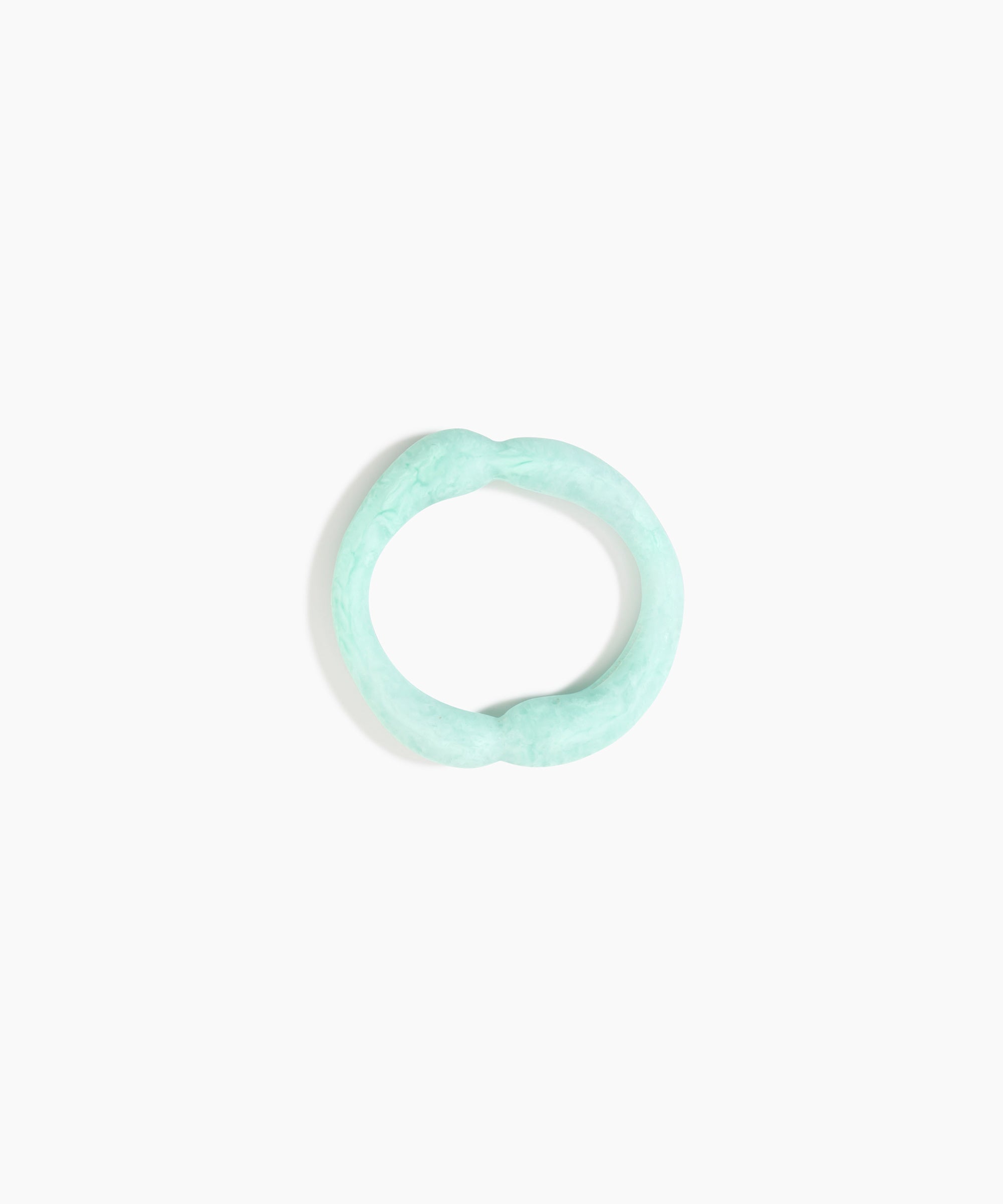 Dinosaur Designs Double Sprout Bangle in Mint — handcrafted marbled mint blue resin bangle with organic bulbous shape
