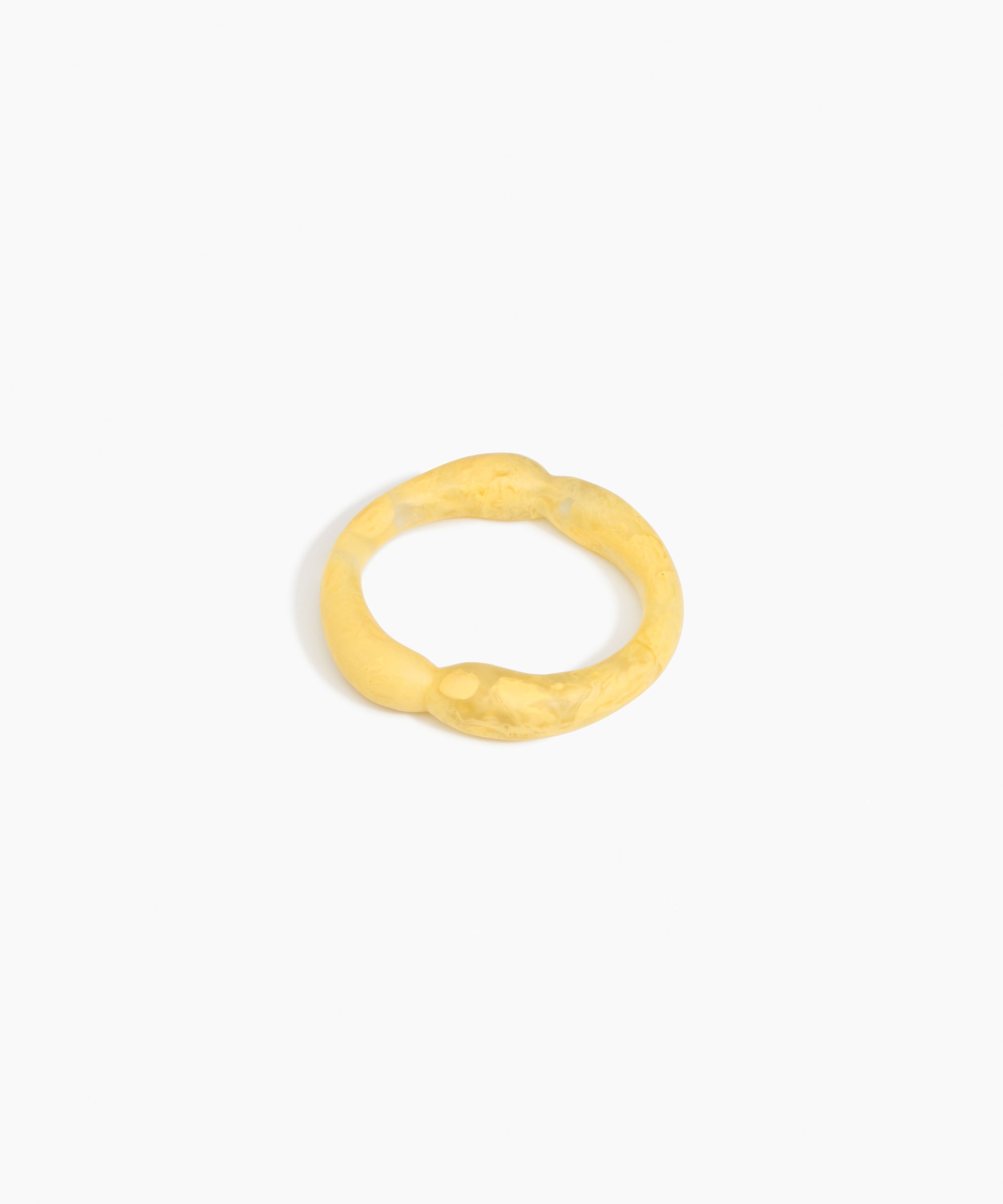 Dinosaur Designs Double Sprout Bangle in Pollen — handcrafted marbled yellow resin bangle with organic bulbous shape