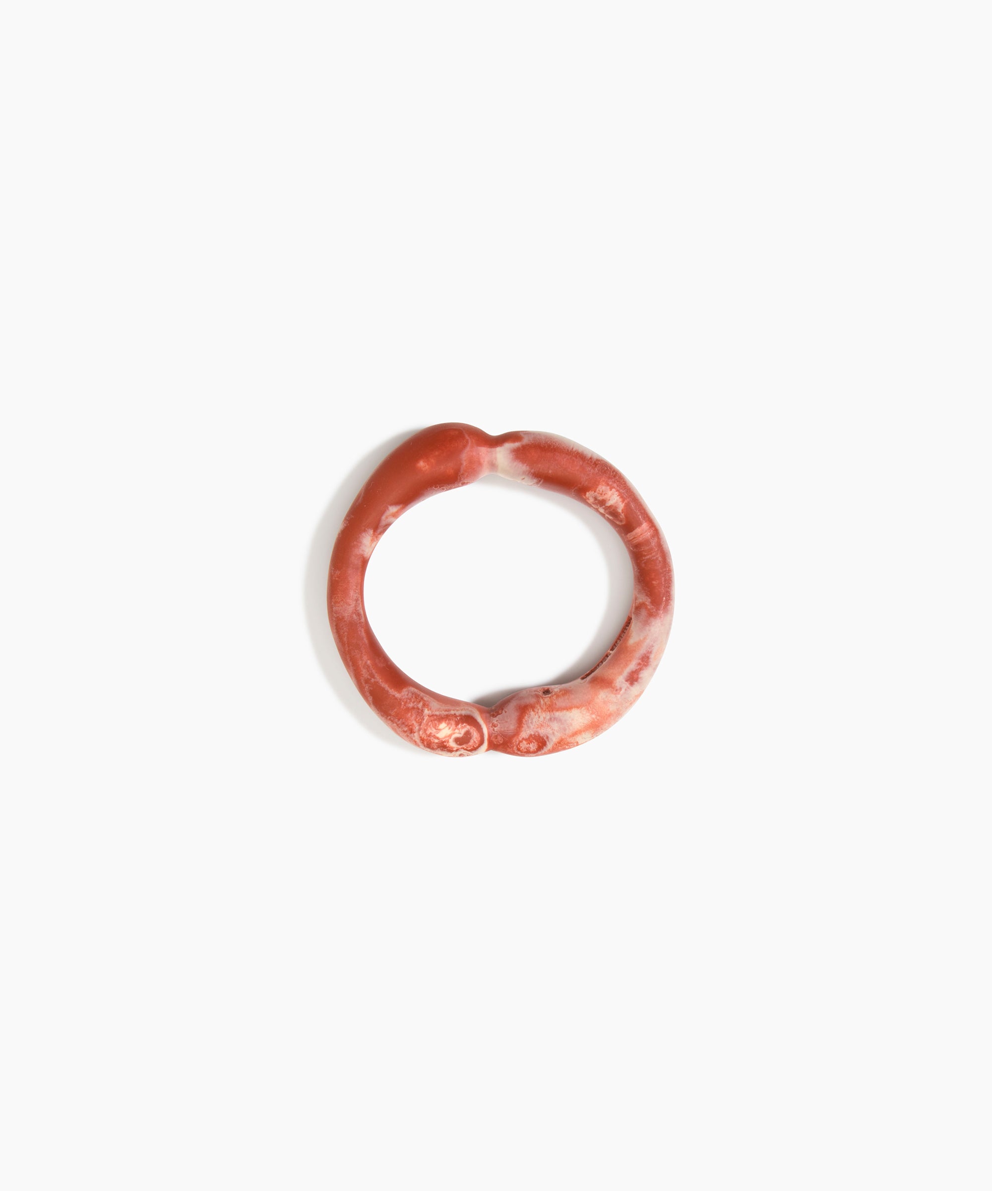 Dinosaur Designs Double Sprout Bangle in Rust — handcrafted marbled brown-red and cream resin bangle with organic bulbous shape