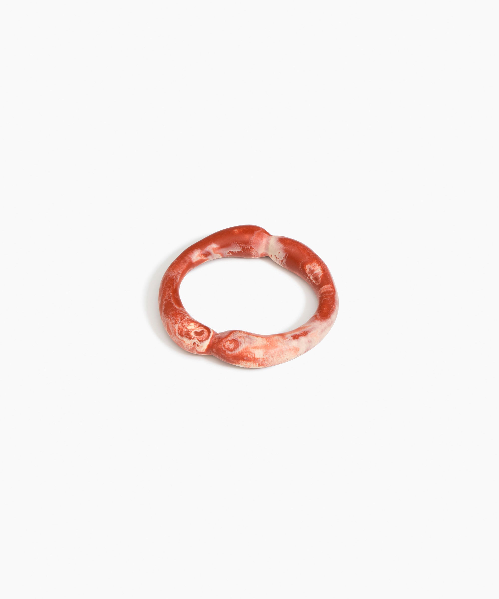 Dinosaur Designs Double Sprout Bangle in Rust — handcrafted marbled brown-red and cream resin bangle with organic bulbous shape