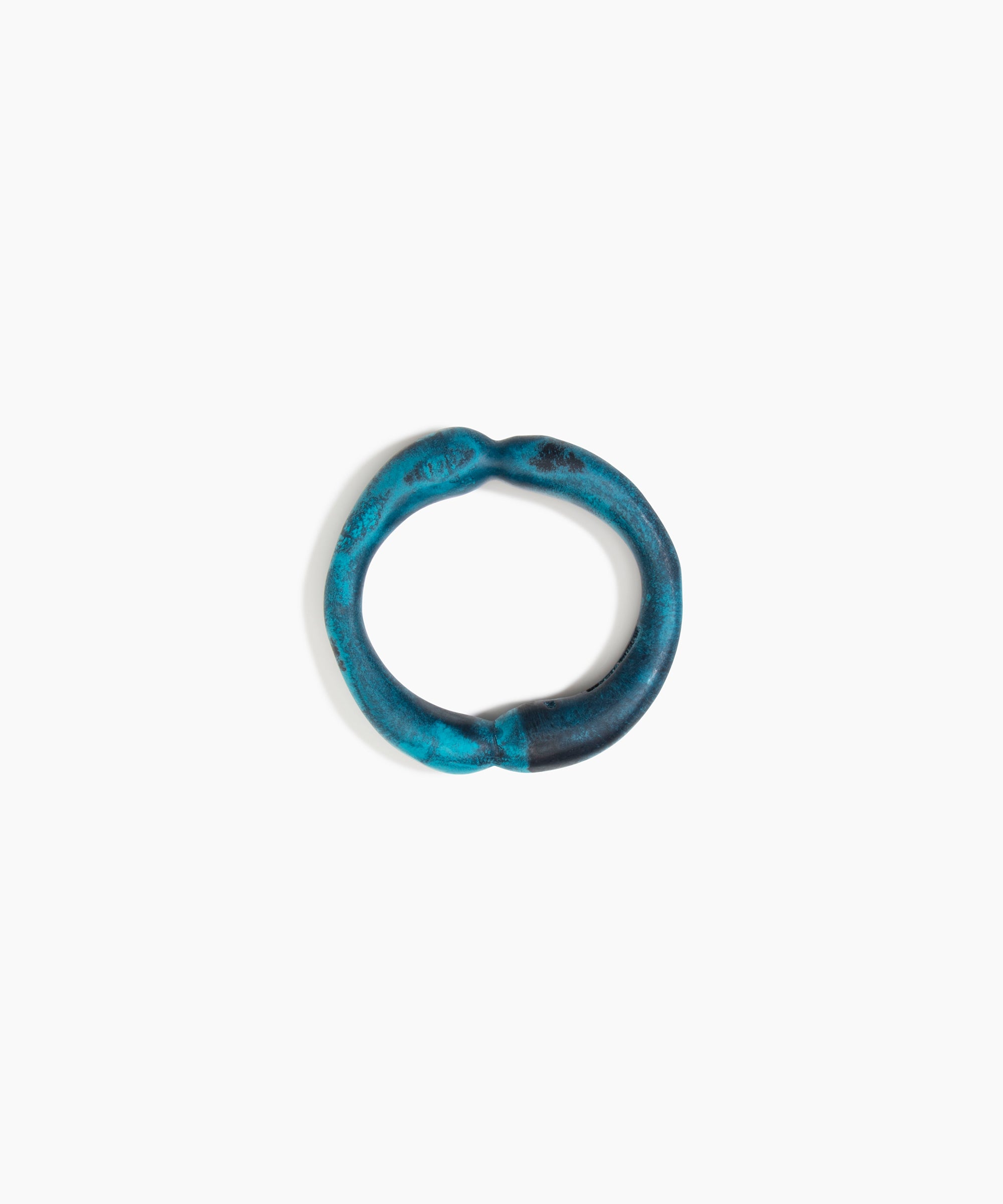 Dinosaur Designs Double Sprout Bangle in Turquoise — handcrafted marbled teal blue resin bangle with organic bulbous shape