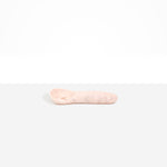 Dinosaur Designs Shell Gelato Scoop in Rose Swirl — handcrafted marbled dusty pink resin ice cream scoop with deep rounded bowl and smooth cylindrical handle