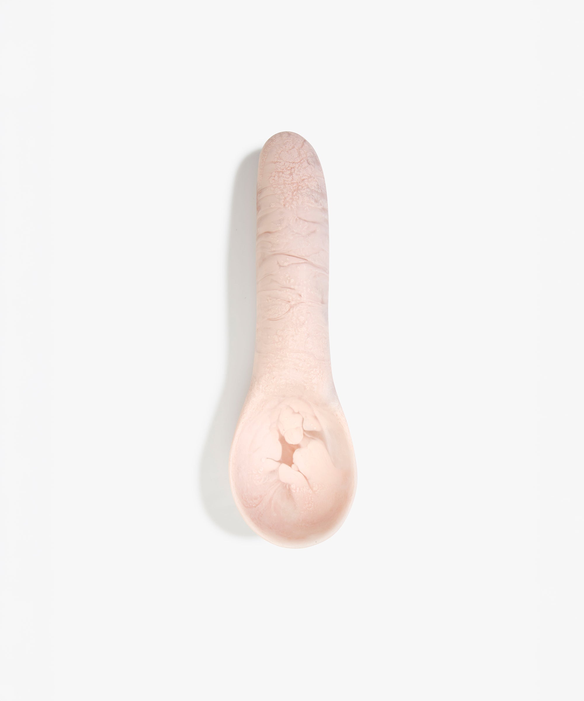 Dinosaur Designs Shell Gelato Scoop in Rose Swirl — handcrafted marbled dusty pink resin ice cream scoop with deep rounded bowl and smooth cylindrical handle