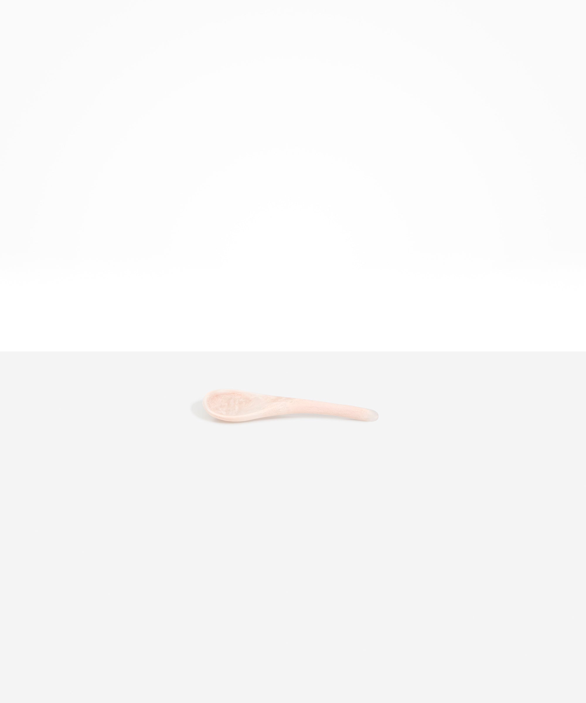 Dinosaur Designs Large Shell Spoon in Rose Swirl — handcrafted marbled dusty pink resin spoon with slender tapered handle