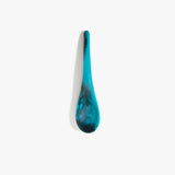 Dinosaur Designs Large Shell Spoon in Turquoise — handcrafted marbled teal blue resin spoon with slender tapered handle