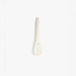 Dinosaur Designs Medium Shell Spoon in Chalk Swirl — handcrafted marbled off-white resin spoon with slender tapered handle