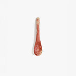 Dinosaur Designs Medium Shell Spoon in Rust — handcrafted marbled terracotta red and cream resin spoon with slender tapered handle