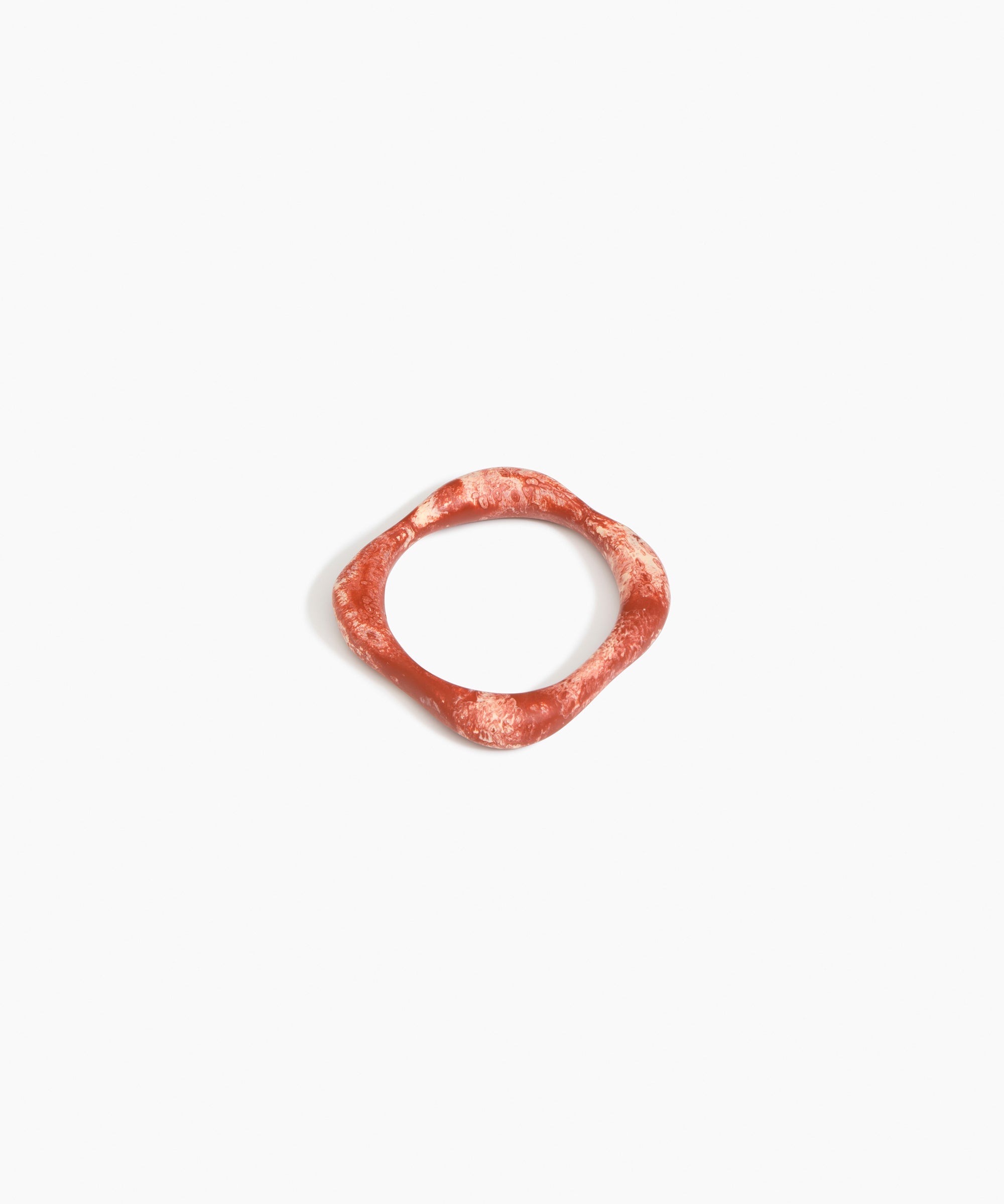 Dinosaur Designs Petal Bangle in Rust — handmade marbled brown-red and cream resin bangle with slim undulating organic form