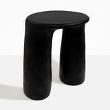 Dinosaur Designs Rock Tower Table in Black — handcrafted black resin side table with oval top and two chunky rounded legs