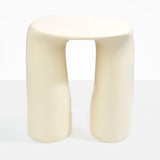 Dinosaur Designs Rock Tower Table in Cream — handcrafted cream resin side table with oval top and two chunky rounded legs