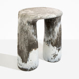 Dinosaur Designs Rock Tower Table in Granite — handcrafted marbled grey and white resin side table with oval top and two chunky rounded legs..
