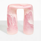 Dinosaur Designs Rock Tower Table in Shell Pink — handcrafted marbled pink resin side table with oval top and chunky rounded legs