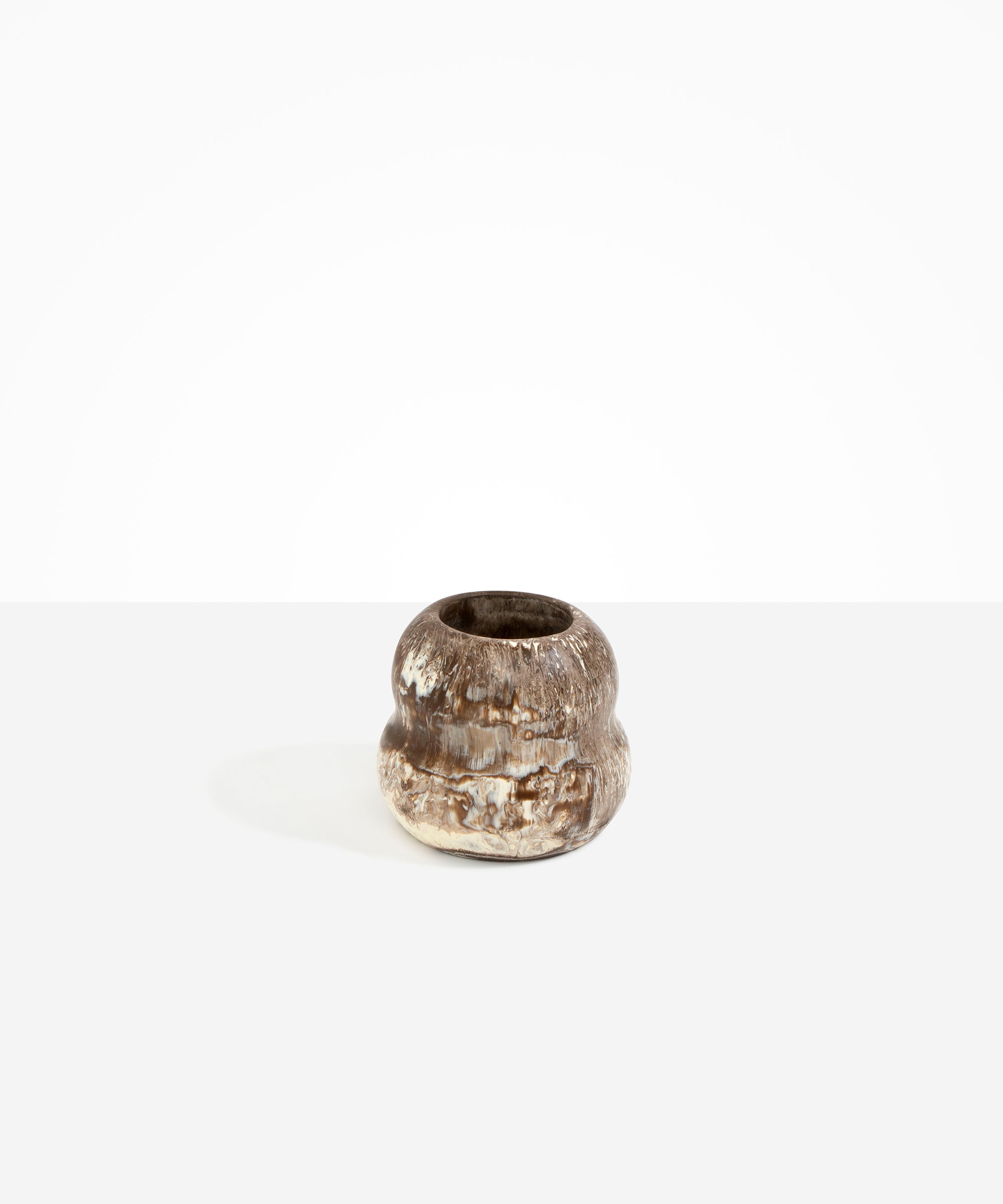 Dinosaur Designs Medium Beehive Vase in Cappuccino — handcrafted marbled brown and cream resin vase with stacked bubble silhouette and wide opening...
