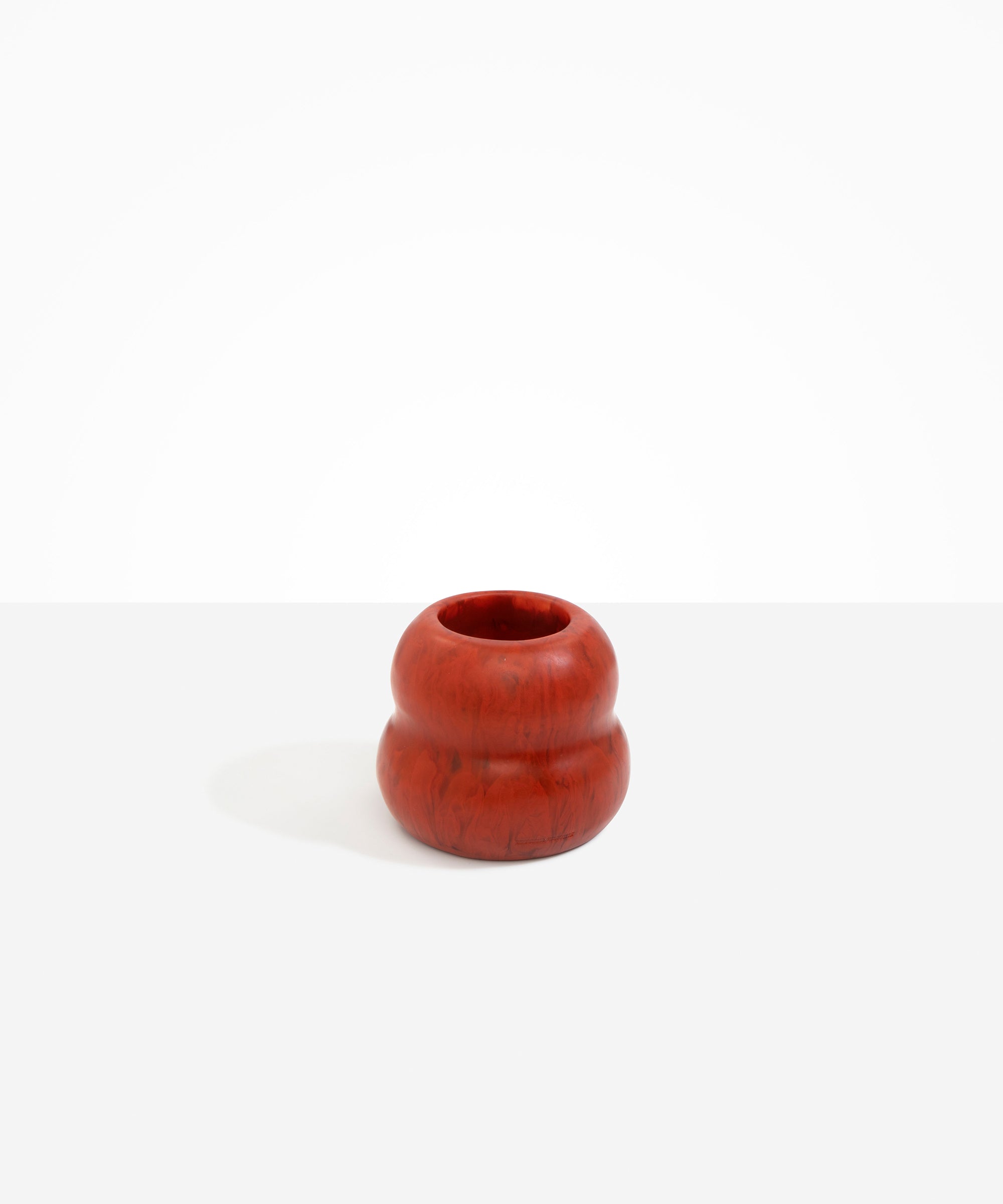 Dinosaur Designs Medium Beehive Vase in Lava — handcrafted marbled terracotta red resin vase with stacked bubble silhouette and wide opening..